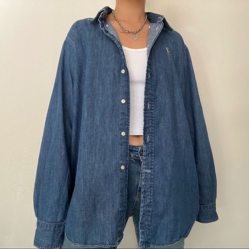 Ralph Lauren oversized denim button down shirt